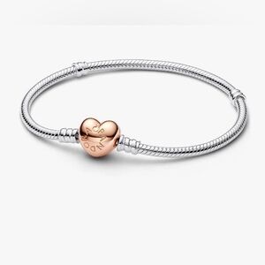 Pandora Moments Heart & Snake Chain Sterling Silver Bracelet